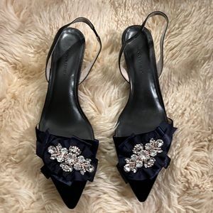 Banana Republic kitten-heel sling backs, navy velvet